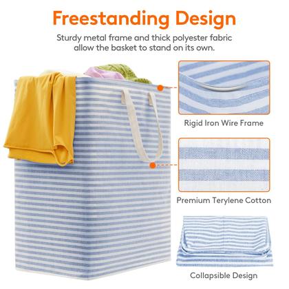 Imagem de Cesto de roupa suja Lifewit Large Dobrável 100L Azul Impermeável