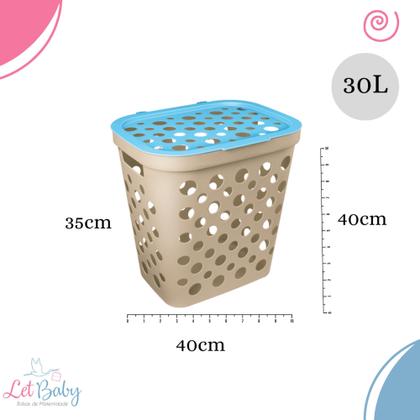 Imagem de Cesto de roupa suja ou brinquedo infantil 30l usual baby para quarto do bebe