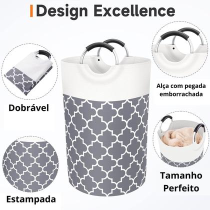Imagem de Cesto de Roupa Suja Tecido com Alça Dobrável Organizador