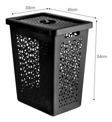 Imagem de Cesto De Roupas 55 Litros Com Tampa E Cesto De Prendedores Kit Organizar Separar Roupa Suja Limpa Na Lavanderia Banheiro Quarto