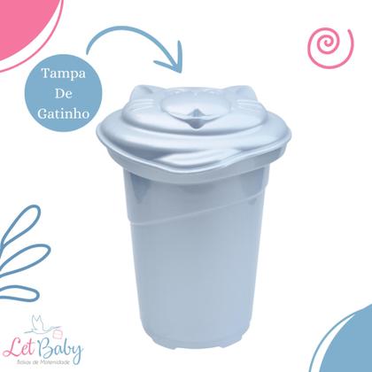 Imagem de Cesto de roupas bebê organizador infantil com tampa plastibaby 36l - menino e menina