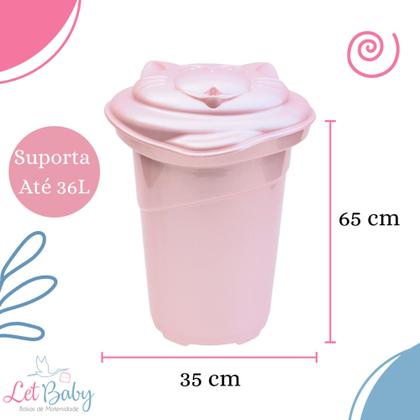 Imagem de Cesto de roupas bebê organizador infantil com tampa plastibaby 36l - menino e menina