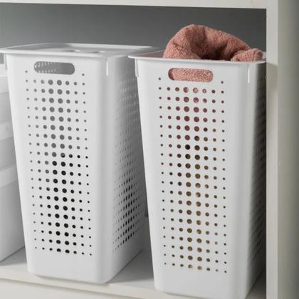 Imagem de Cesto de Roupas com Tampa Cinza 47L - Ou