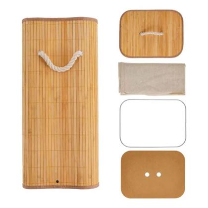 Imagem de Cesto de Roupas em Bambu Retangular Banheiro Lavanderia Organizador