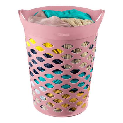Imagem de Cesto de Roupas Flexivel 44 Litros Rosa Redondo Com Alça SR1844 Sanremo