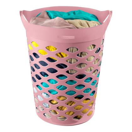 Imagem de Cesto de Roupas Flexivel 44 Litros Rosa Redondo Com Alça SR1844 Sanremo