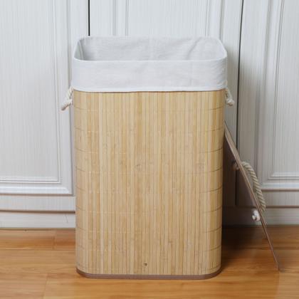 Imagem de Cesto de Roupas Multiuso Roupeiro Bambu Retangular Artiko Pratic Organizador Com Tampa 72L