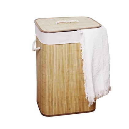 Imagem de Cesto de Roupas Multiuso Roupeiro Bambu Retangular Artiko Pratic Organizador Com Tampa 72L