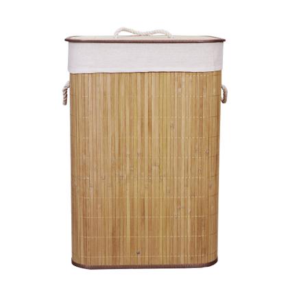 Imagem de Cesto de Roupas Multiuso Roupeiro Bambu Retangular Artiko Pratic Organizador Com Tampa 72L