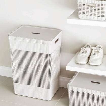 Imagem de Cesto de Roupas Suja Com Tampa 49 Litros Organizador Grande Grid Ou