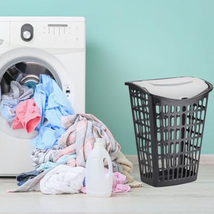 Imagem de Cesto De Roupas Sujas Multiuso Telado Com Tampa 40 Litros Sortido