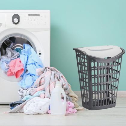 Imagem de Cesto De Roupas Sujas Multiuso Telado Com Tampa 40 Litros Sortido