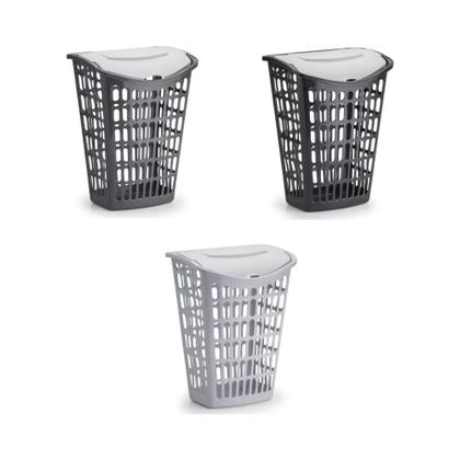 Imagem de Cesto De Roupas Sujas Multiuso Telado Com Tampa 40 Litros Sortido