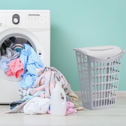 Imagem de Cesto De Roupas Sujas Multiuso Telado Com Tampa 40 Litros Sortido