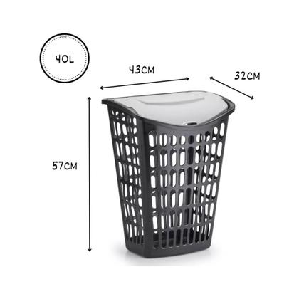 Imagem de Cesto De Roupas Sujas Multiuso Telado Com Tampa 40 Litros Sortido