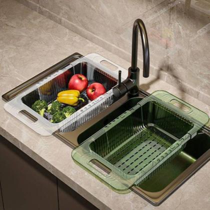 Imagem de Cesto Escorredor Retrátil Multiuso  Ideal para Massas, Frutas e Legumes, Dobrável e Prático para Cozinhas Compactas, Cores Sortidas