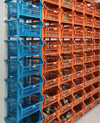 Imagem de Cesto Expositor Empilhável Azul Kit com 10 Presto