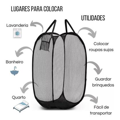 Imagem de Cesto Flexível De Roupa Suja 40x40x70cm Prático Fácil Grande