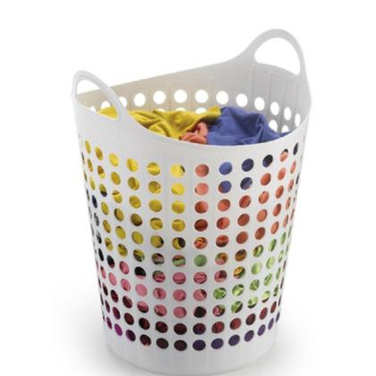 Imagem de Cesto Flexível Multiuso Roupa Suja Limpeza Branco Arthi 44l