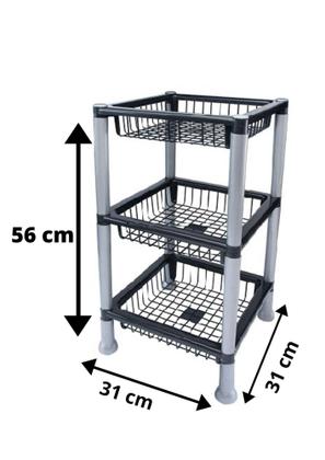 Imagem de Cesto Fruteira Prateleira Plástico 3 Andares Multiuso