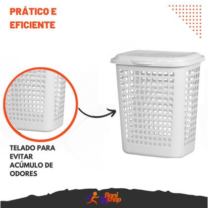 Imagem de cesto grande multiuso roupas suja com tampa removivel branco