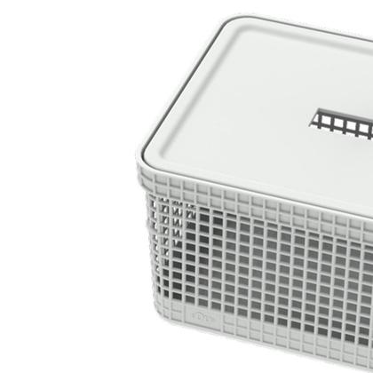 Imagem de Cesto Grid Com Tampa 8 Litros Caixa Organizadora Escritório
