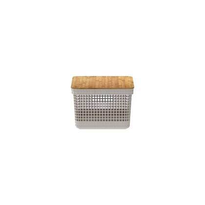 Imagem de Cesto Grid com Tampa de Bambu 8L Bege Ou