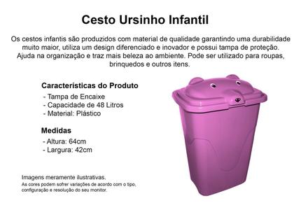 Imagem de Cesto Infantil Com Tampa Do Ursinho Quarto Banheiro - ROSA