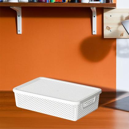 Imagem de Cesto Línea Organizador com Tampa Branco 27x19,5x7cm