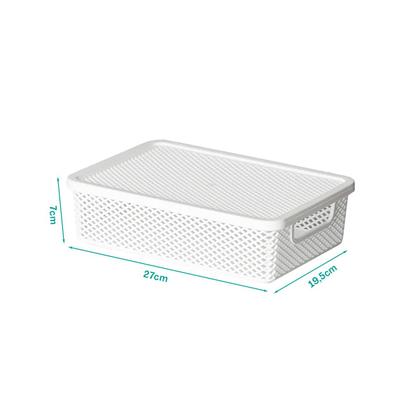 Imagem de Cesto Línea Organizador com Tampa Branco 27x19,5x7cm