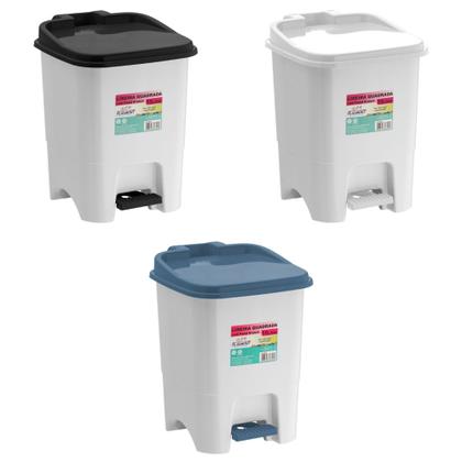 Imagem de Cesto/ Lixeira Branca 15L Pedal Plástico Casa Cozinha Banheiro Escritório