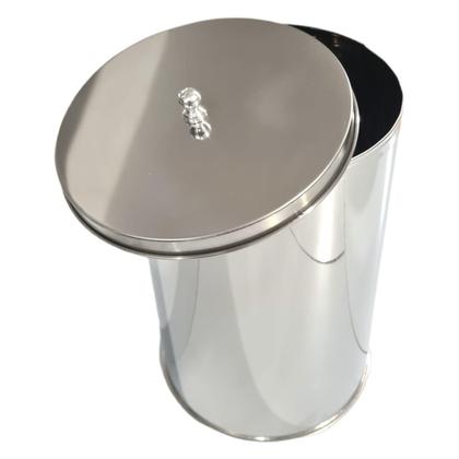 Imagem de Cesto Lixeira Em Aço Inox Com Tampa Cozinha Banheiro 5Litros