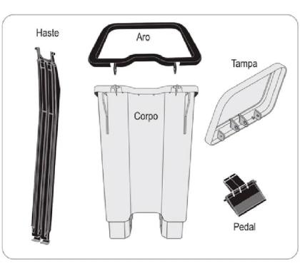 Imagem de Cesto Lixeira Retangular Plastica Pedal 15lts Cores E Branca
