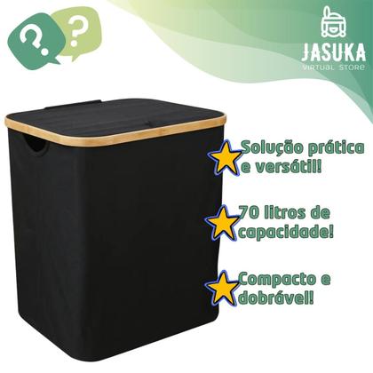 Imagem de Cesto Multiuso Banheiro Quarto Dobrável com Tampa para Roupa Brinquedo Resistente a Água