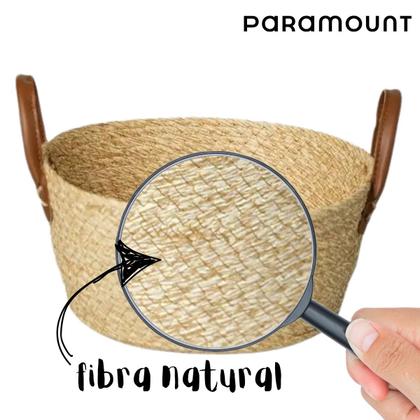 Imagem de Cesto Multiuso De Fibra Natural 24x11 Com Alça Marrom