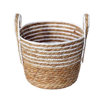 Imagem de Cesto Multiuso de Fibra Natural com Alça 29x24cm - Branco