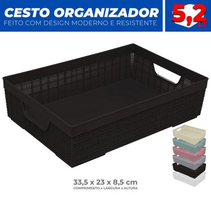 Imagem de Cesto Multiuso Organizador Armário Gaveta Lavanderia M 33x23