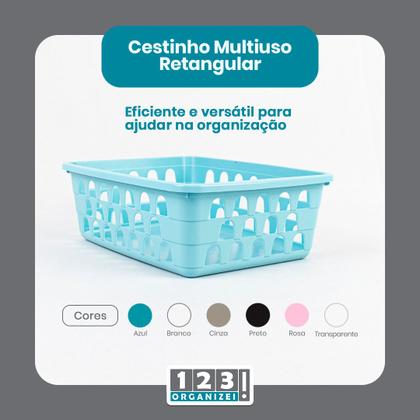 Imagem de Cesto Multiuso Organizador Médio 20x15,5x6,5Cm Azul 123Organizei 