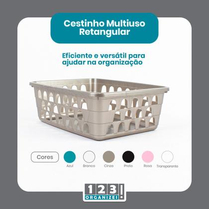 Imagem de Cesto Multiuso Organizador Médio Cinza 20x15,5x6,5Cm