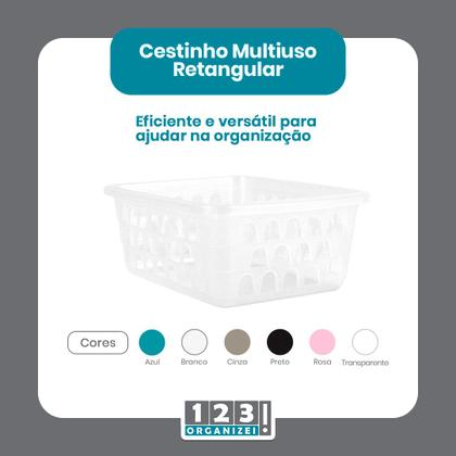 Imagem de Cesto Multiuso Organizador Médio Transparente 20x15,5x6,5Cm