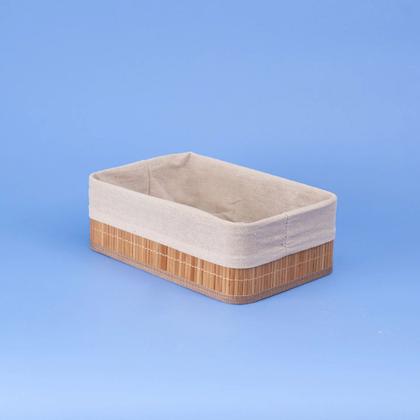 Imagem de Cesto Multiuso Retangular de Bambu com Forro 29CM - OIKOS