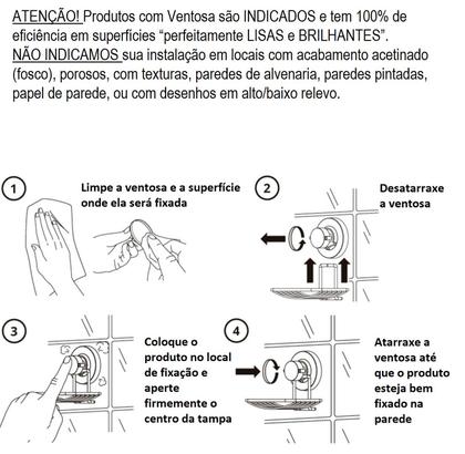 Imagem de Cesto Multiuso Suporte Porta Shampoo Temperos Condimentos Ventosa Banheiro Cozinha Preto Fosco - 4016PT Future 
