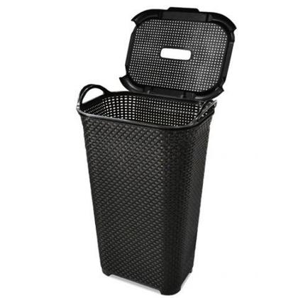 Imagem de Cesto Organizador Arqplast Rattan 50L Preto com Tampa Basculada Multiuso