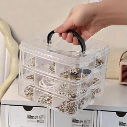 Imagem de Cesto Organizador Caixa Pote com Alça para Guardar Joias Pulseira Relógio e Maquiagem