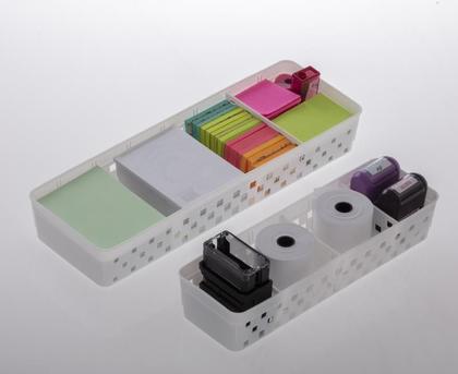 Imagem de Cesto Organizador Com Divisorias Quadratta 33X11X5 Branco