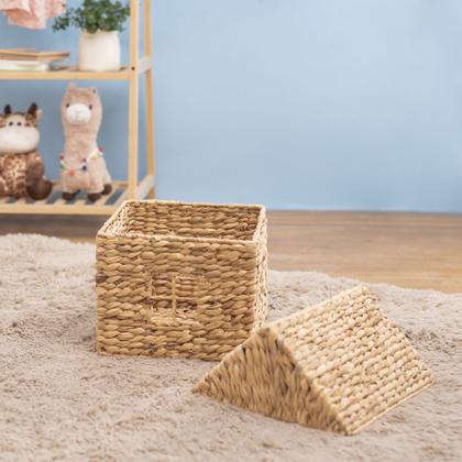 Imagem de cesto organizador com tampa 30cm casinha de fibra natural multiuso - Oikos