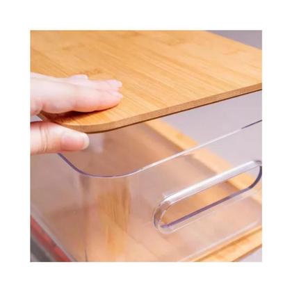 Imagem de Cesto Organizador Com Tampa Bambu Idealle Eco 13cm Paramount