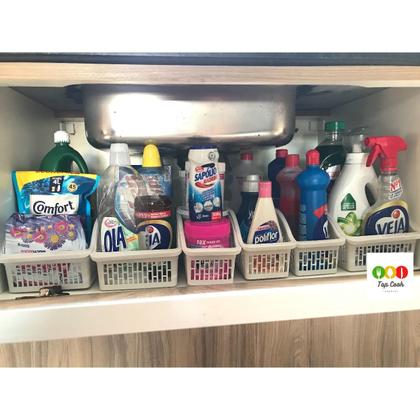 Imagem de Cesto Organizador Cozinha Geladeira  Armário KitC/4Pçs TCOOK