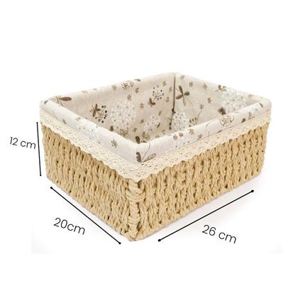 Imagem de Cesto Organizador de Palha Decorativo Retangular Grande