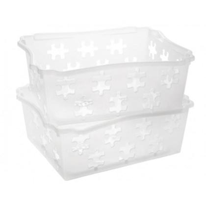 Imagem de Cesto Organizador Empilhável Branco Multiuso 13x15,5x5,5 Cm 1618 Jaguar